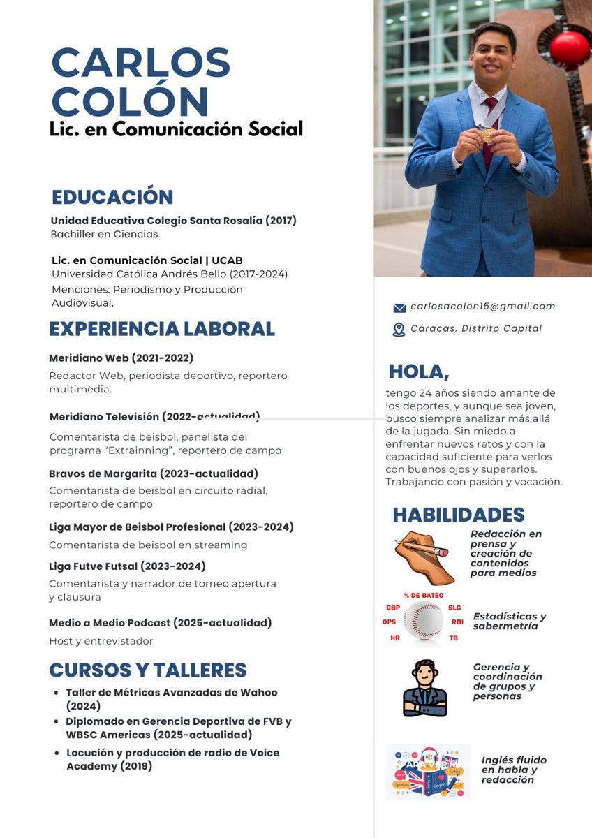¡Hola! Vamos a ver si X (twitter) hace su magia👀

Estoy en búsqueda de trabajo, principalmente algo semi-presencial o remoto como redactor o creador de contenido deportivo🥹

Estoy abierto a todo tipo de oportunidades laborales, así que cualquier cosa el DM está abierto✊🏻