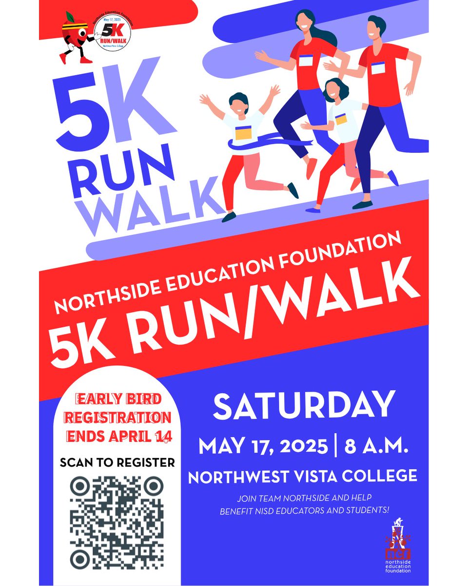 Northside Education Foundation (NEF) (@nisdnef) on Twitter photo Sign up, Lace up, Lift lives!
Register today for our NEF 5K. All proceeds go to NISD grants to fund innovation in our classrooms. Select your favorite campus/site and support them in an opportunity to win some $$ for their school/site! solerssports.raceentry.com/races/nef-5k-rβ¦
@nisd <a href="/NISD/">Northside ISD</a>_grants Sign up, Lace up, Lift lives!
Register today for our NEF 5K. All proceeds go to NISD grants to fund innovation in our classrooms. Select your favorite campus/site and support them in an opportunity to win some $$ for their school/site! solerssports.raceentry.com/races/nef-5k-rβ¦
@nisd <a href="/NISD/">Northside ISD</a>_grants