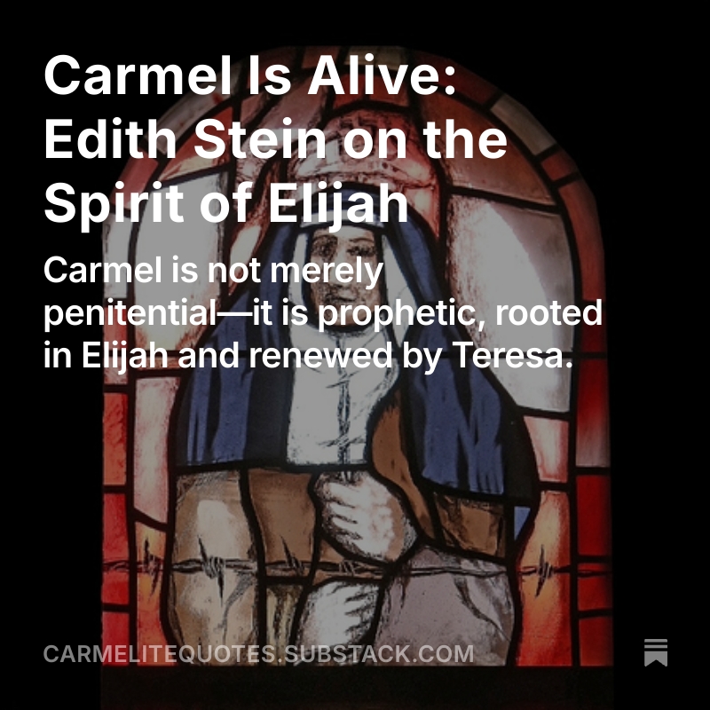 carmelitequotes's tweet image. 🌿 Carmel is not a legend. Edith Stein says Elijah’s spirit is active among us—alive in prayer, silence, and fire. A bold Lenten reflection.
🔗 carmelitequotes.substack.com/p/carmel-is-al…

#Carmelites #prophetic
