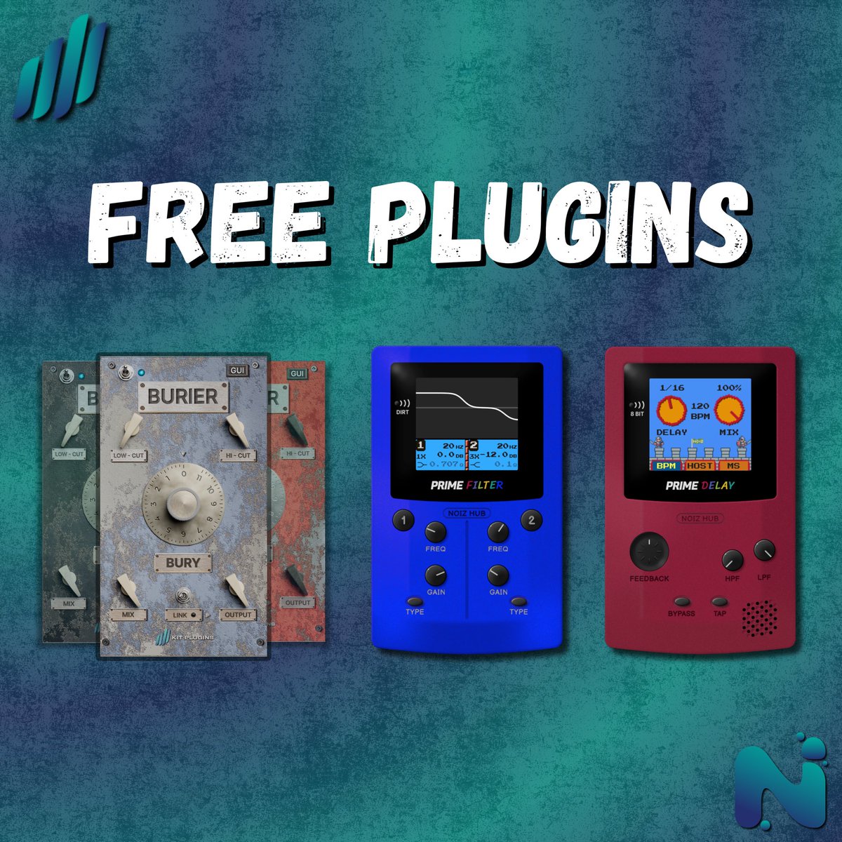 Have you tried all three? 🤔

Burier and Prime Series are as free as ever! Head to kitplugins.com and take them for a spin in your mixes today.

#KITPlugins #NOIZHub #freeplugins #audioplugins #sounddesign #mixing #mastering #proaudio #eq #delay #filter #audioproduction