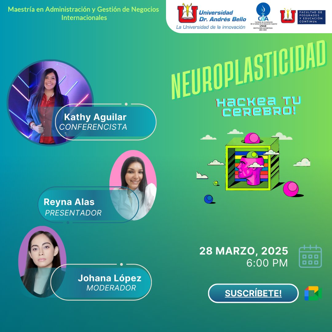 🧠 Descubra el poder de la Neuroplasticidad 🚀
Se le invita a un webinar exclusivo para potenciar su aprendizaje, creatividad y toma de decisiones.
📅 28 de marzo | ⏰ 6:00 PM | 🌐 Online
🎙 Kathy Aguilar
Inscríbase aquí: goo.su/xbCITnT
#Neuroplasticidad #HackeaTuCerebro