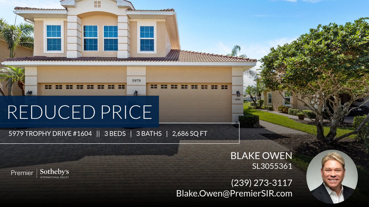 naplesblake1's tweet photo. 📍 Reduced Price 📍 This recently reduced home at 5979 Trophy Drive #1604 in Naples won't last long, so, don't wait to set up a showing! Reach out here or at (239) 273-3117 for more information!

Regards,

Blake Owen
Premier Sotheb... https://t.co/dkWz9I7uMm https://t.co/9rmfDptpOo