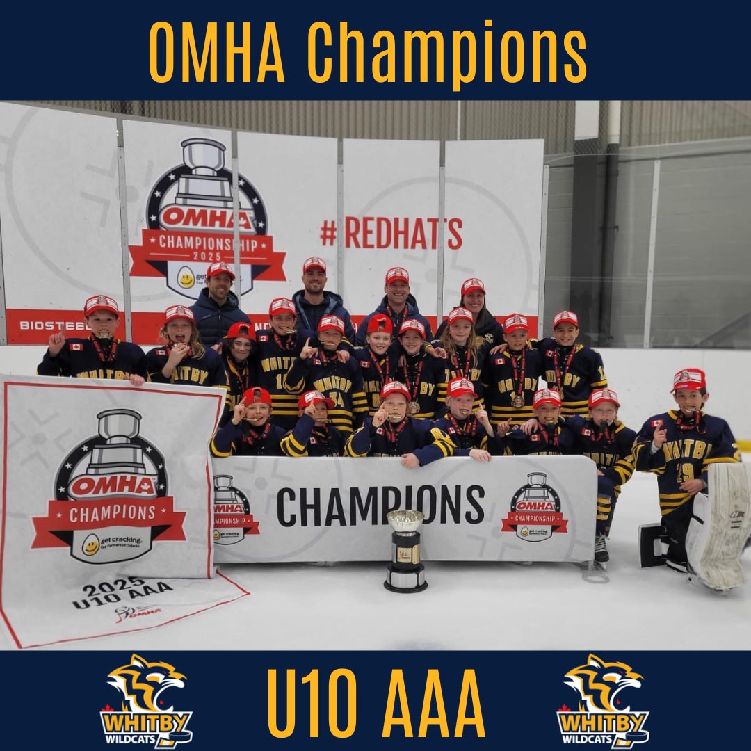 Congratulations to our U10 AAA team, who became OMHA Champions yesterday and secured the coveted ‘Red Hat’ after a 3-1 win against the Grey-Bruce Highlanders! Well done to everyone involved in this amazing season! #WMHA #YourFutureIsHere