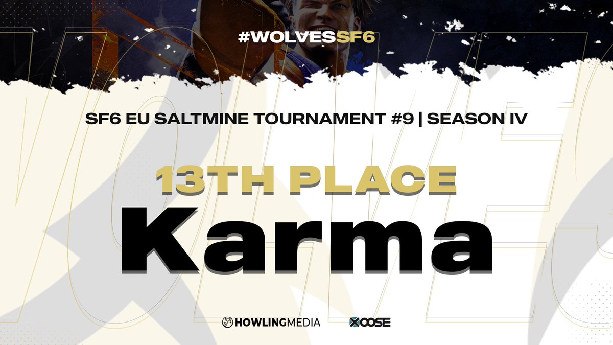 wolves_esports's tweet photo. Our #WolvesSF6 player @LordofKarmaFGC placed 13th in the EU @SaltmineTV Tournament #9 | Season IV yesterday, ggwp!

#KeepHowling https://t.co/buB7R1Kve0