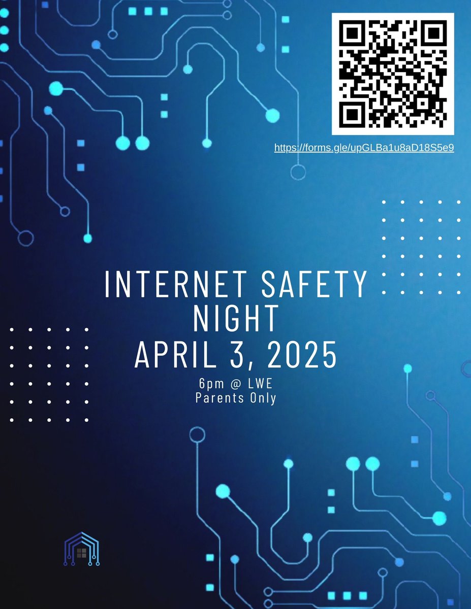 Join us for Internet Safety Night on Thursday, April 3rd at 6:00 PM. This is an adult only event. Please RSVP by using the QR code or the following link:

forms.gle/upGLBa1u8aD18S…