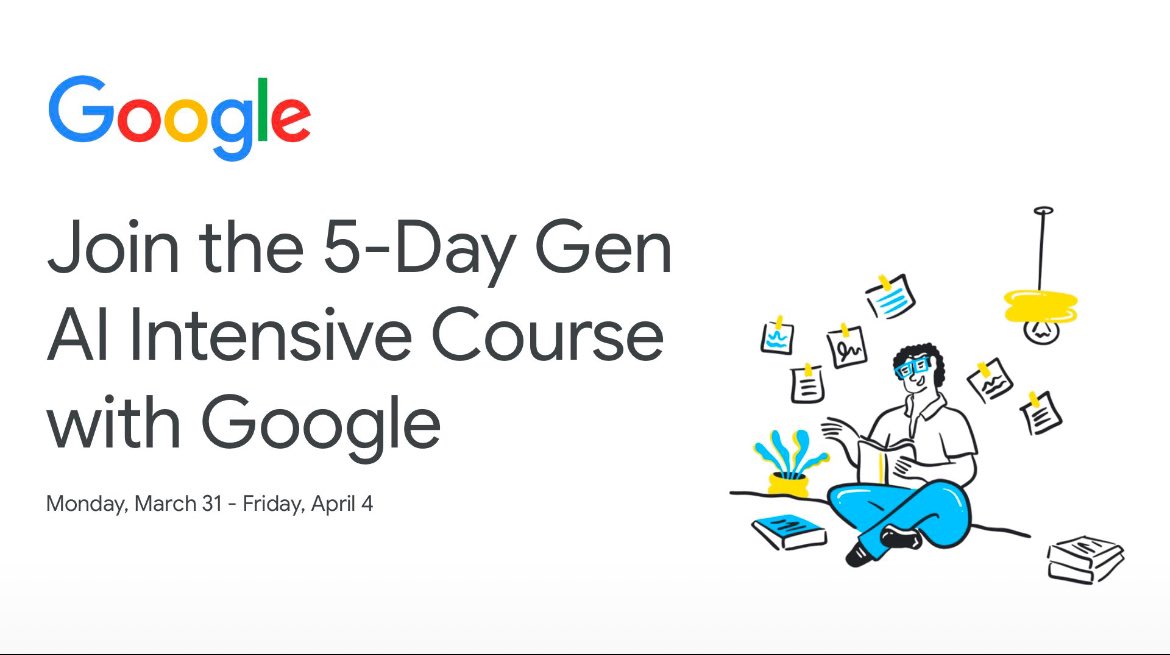 EngFarisAlmalki's tweet photo. دورة #Google المكثفة في #الذكاء_الاصطناعي 

✅مجاناً

🗓️ 31 مارس - 4 أبريل 2025

📋يتطلب مستوى جيد في:
#اللغة_الإنجليزية
#البرمجة بلغة #البايثون
#أساسيات في #AI

تغطي الدورة موضوعات في #AI #التوليدي والنمذجة وفيها مشروع بنهاية البرنامج 💻🔥

🔗للتسجيل: 
https://t.co/9NBIZAdeJ0 https://t.co/4lS6YMZgWY