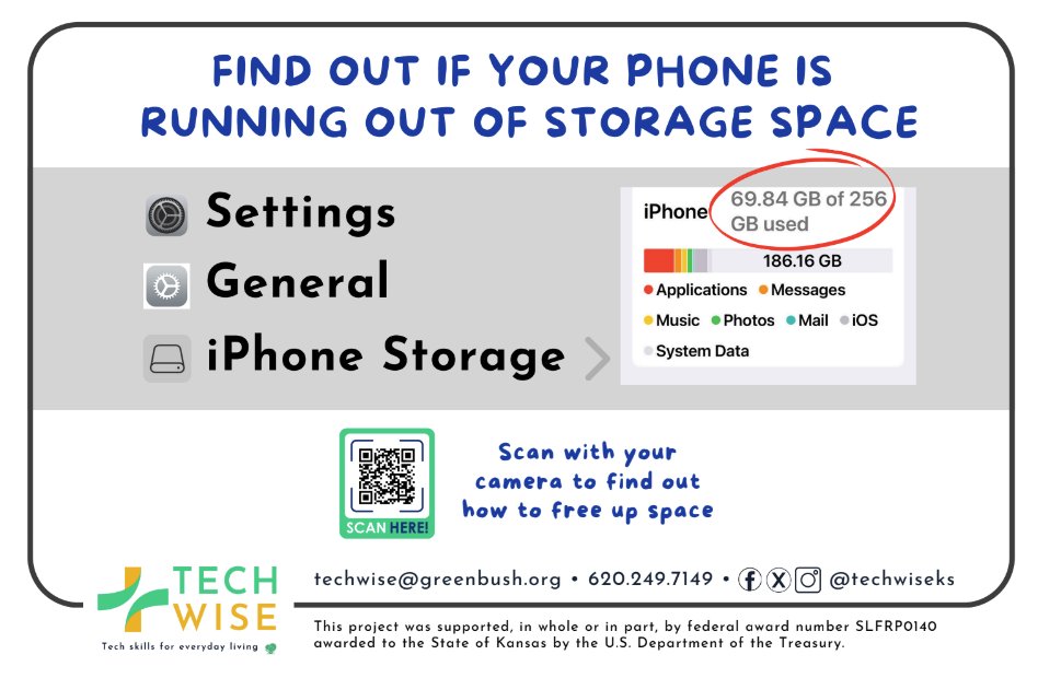 TechWiseKS's tweet image. 📱 Not sure if your phone is running low on storage?
Follow these easy steps to check and scan the QR code to learn how to free up space!
✅ Settings
✅ General
✅ iPhone Storage

🧠 Tech skills made simple with #TechWise
📸 Scan to learn more!