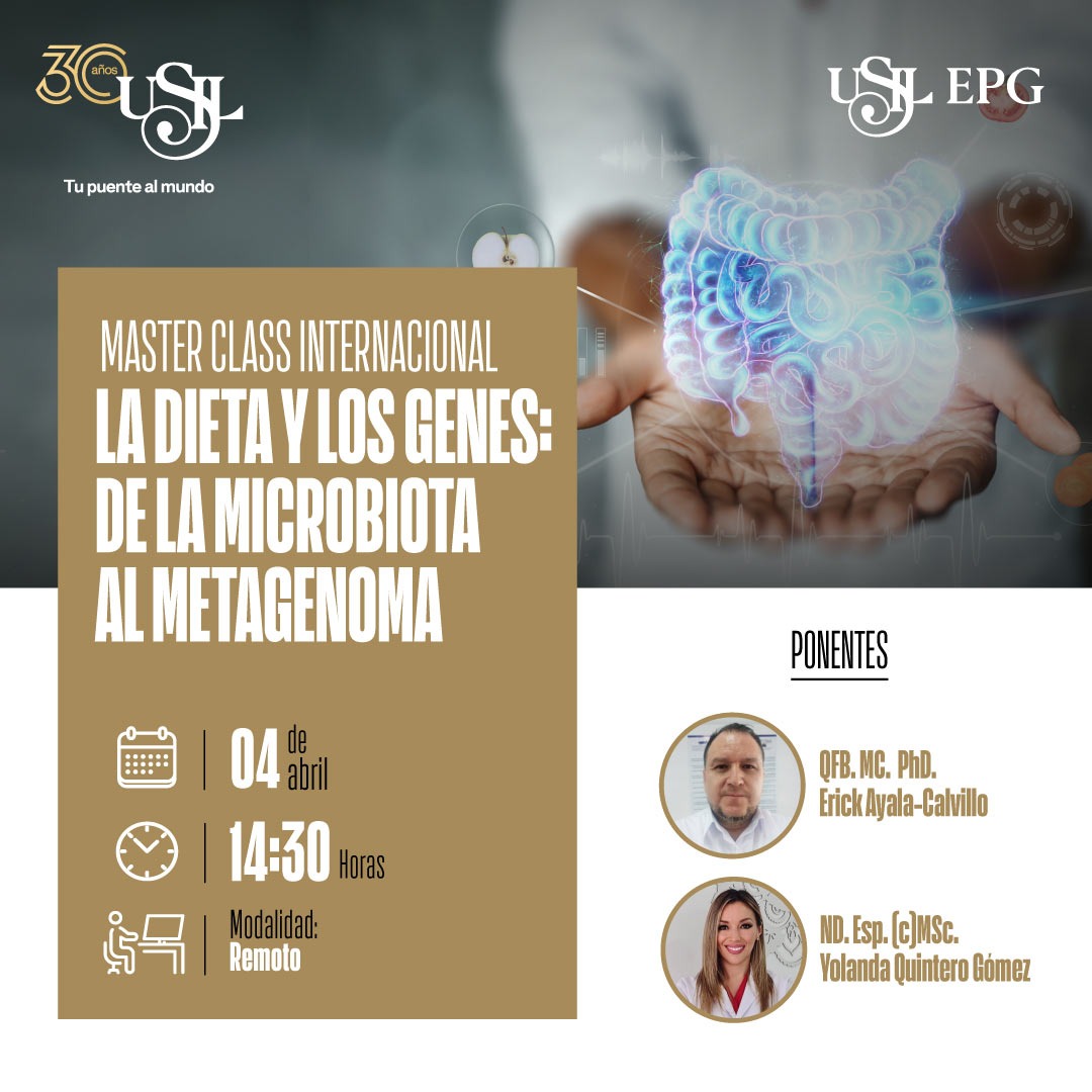 🔬✨ ¡Atención, colegiados! La USIL te invita a su Master Class Internacional "La dieta y los genes: de la microbiota al metagenoma".
📅 04 de abril | 🕒 14:30 (hora local) | 💻 100% remota
¡No te lo pierdas!

🔗👉 Inscríbete: forms.office.com/r/qjEJAVHZ5b