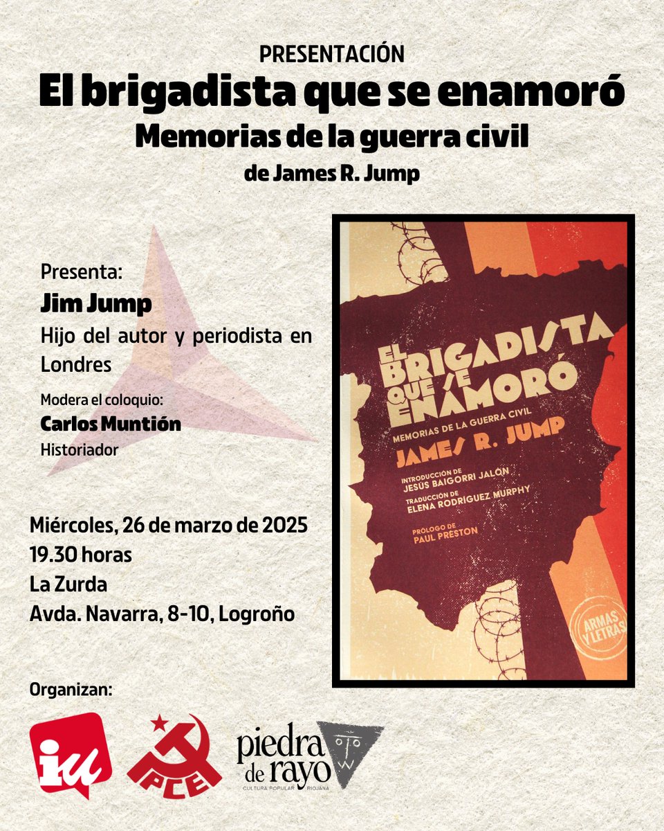 Jim Jump (@jimc_jump) on Twitter photo Looking forward to Spanish edition launch of my dad’s civil war memoir – in Rioja, where James R 'Jimmy' Jump lived for several years after Franco’s death. Available via Salamanca University Press eusal.es/eusal/catalog/… or as ‘The Fighter Fell in Love’ from <a href="/TheClaptonPress/">TheClaptonPress</a> Looking forward to Spanish edition launch of my dad’s civil war memoir – in Rioja, where James R 'Jimmy' Jump lived for several years after Franco’s death. Available via Salamanca University Press eusal.es/eusal/catalog/… or as ‘The Fighter Fell in Love’ from <a href="/TheClaptonPress/">TheClaptonPress</a>