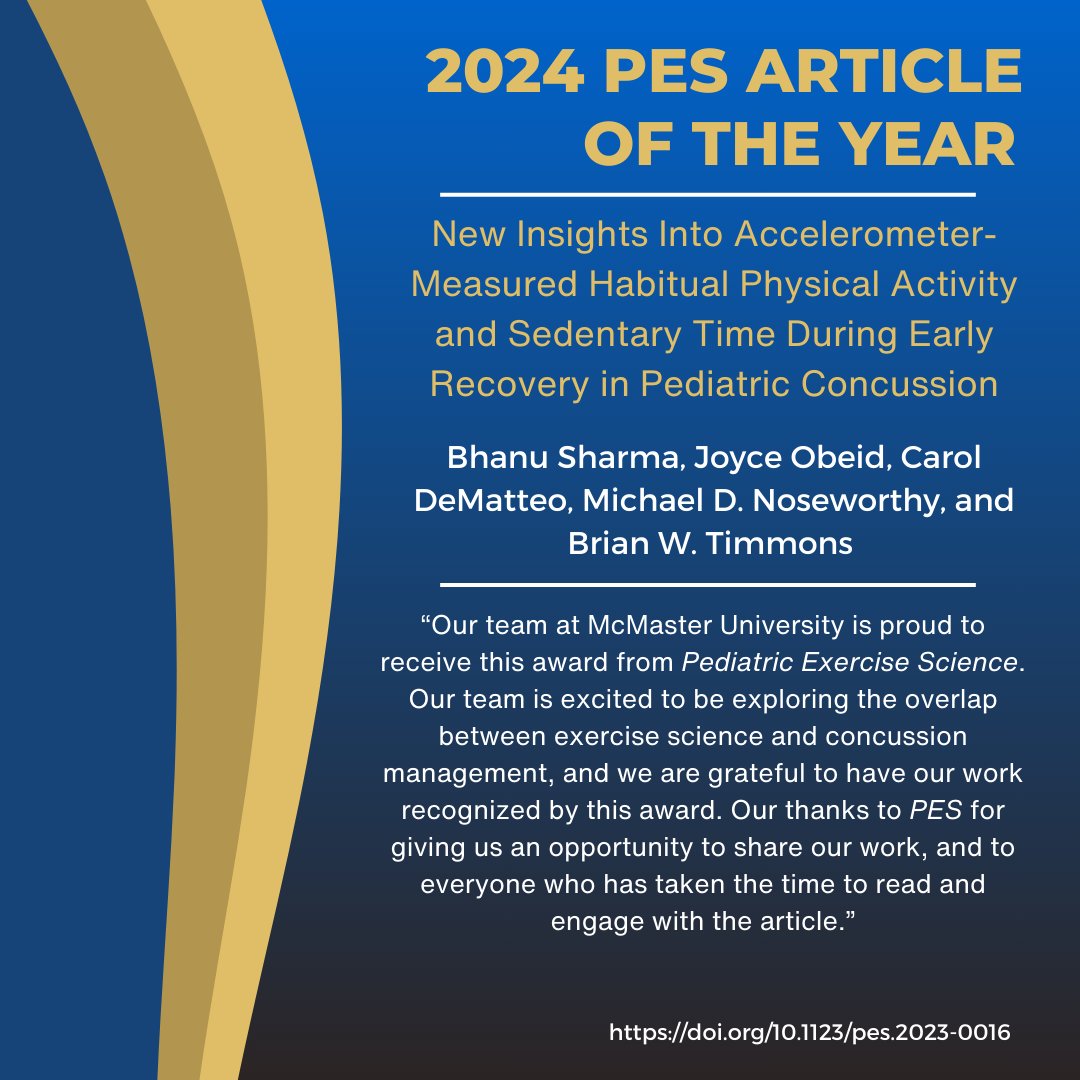 Children’s Health and Exercise Research Centre (@cherc_uoe) on Twitter photo Pleased to see our paediatric exercise science colleagues at McMaster have won the PES Best paper of the Year - congratulations <a href="/pesjournal/">Pediatric Exercise Science</a> Pleased to see our paediatric exercise science colleagues at McMaster have won the PES Best paper of the Year - congratulations <a href="/pesjournal/">Pediatric Exercise Science</a>