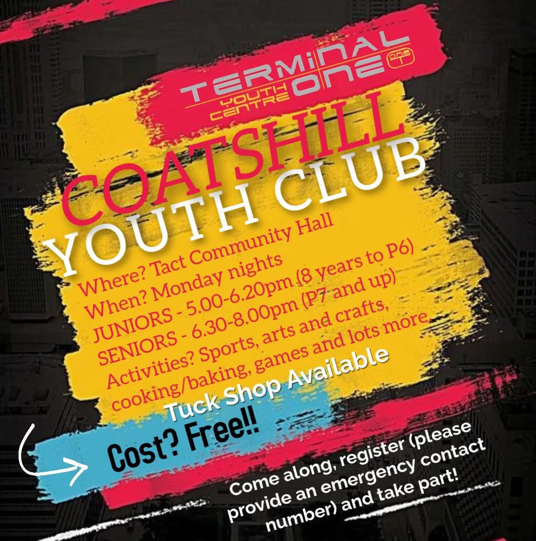 TerminalOneYC's tweet photo. T1 Coatshill Youth Club Mondays at TACT Hall Blantyre . https://t.co/6Z2k02fLl0