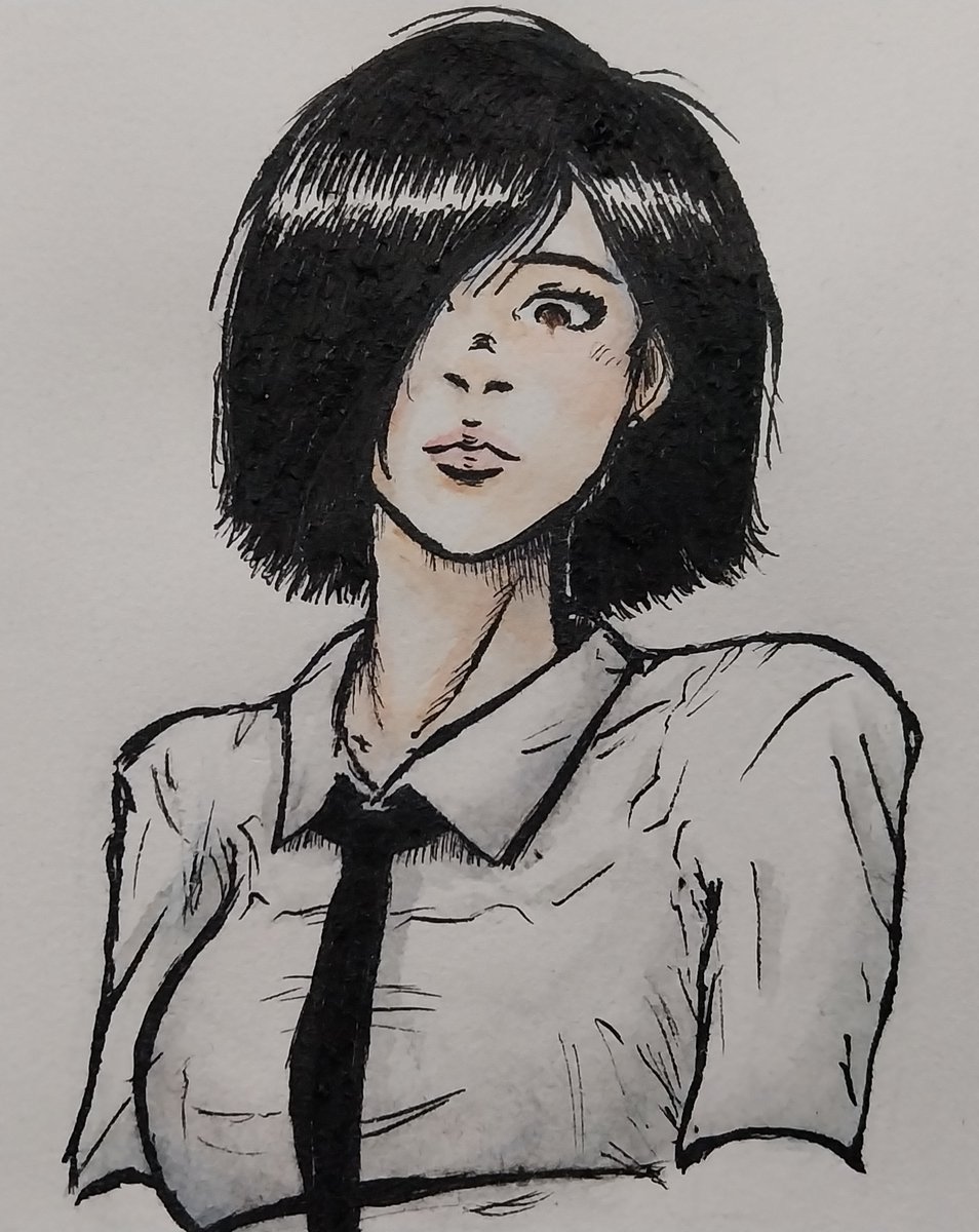 A sketchbook doodle #traditionalart #ink #watercolor #portrait #sketch