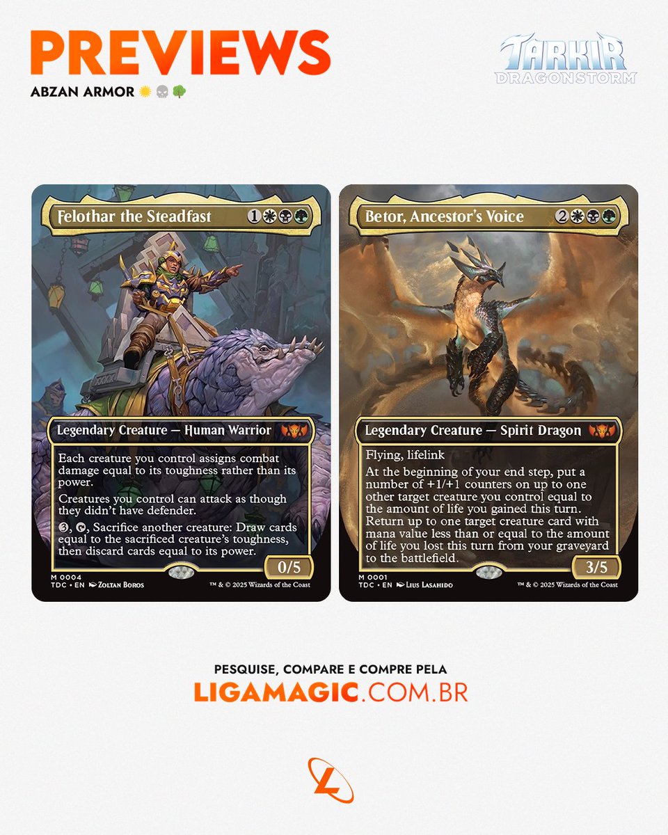 ligamagicbr's tweet photo. O quarto dos 5 decks de Commander de #MTGTarkir foi revelado!
Aqui você confere as lendas exclusivas do deck Abzan Armor, mas na LigaMagic tem a lista todinha: https://t.co/tHsxGc4rJf
#magicthegathering #mtgcommander #mtgcmd https://t.co/H8sN2t0V3r