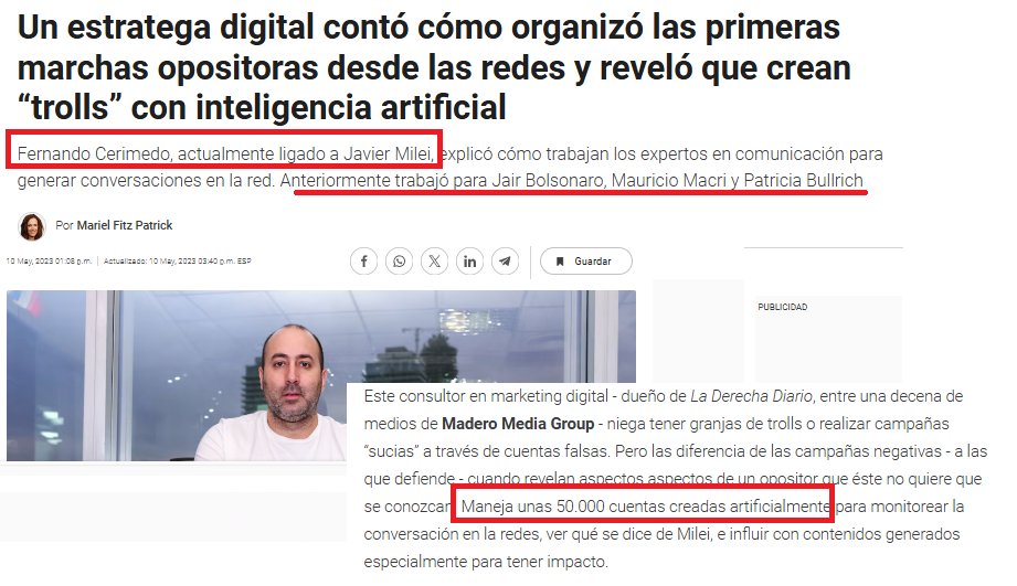 #NoFueron30Mil, son CINCUENTA MIL las cuentas artificiales que difunden las mentiras de LLA con LA NUESTRA.

El RUVTE identificó hasta 2023 13.500 casos.
El informe Ruvinsky estima entre 15.000 Y 45.000 desaparecidos. El régimen no tenía registros de sus ACTIVIDADES ILEGALES.