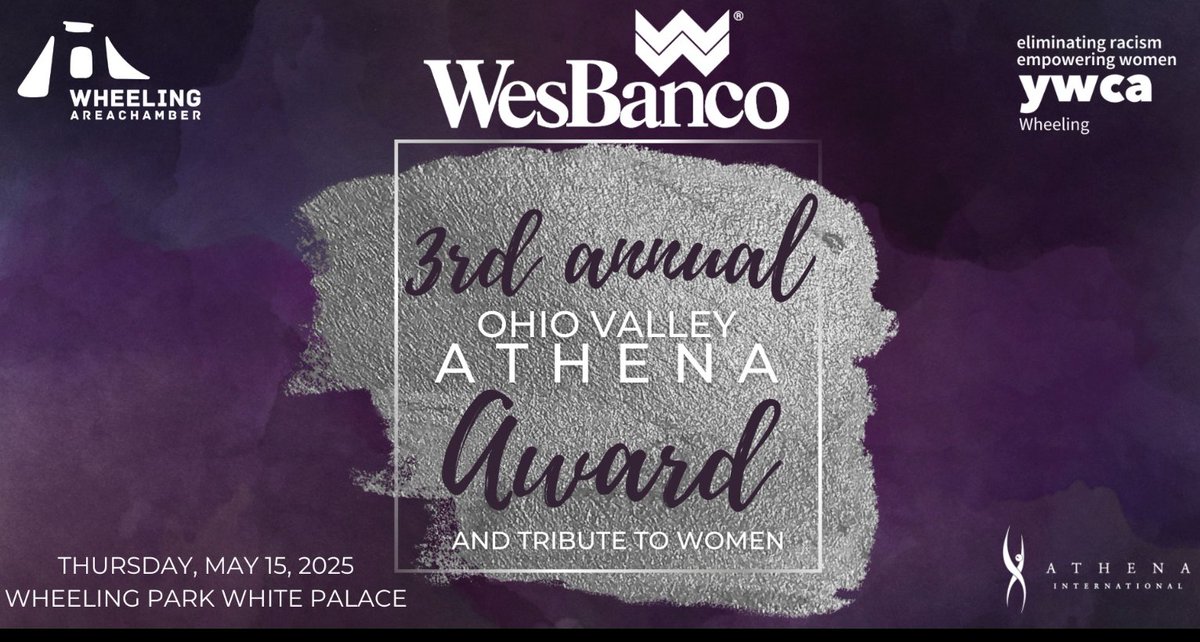 Don't forget to nominate an Ohio Valley woman for the 3rd Annual Ohio Valley Athena Award and Tribute to Women as teh YWCA Wheeling again partners with the <a href="/wheelingchamber/">Wheeling Area Chamber of Commerce</a>!

To nominate someone, visit: business.wheelingchamber.com/events/details…
