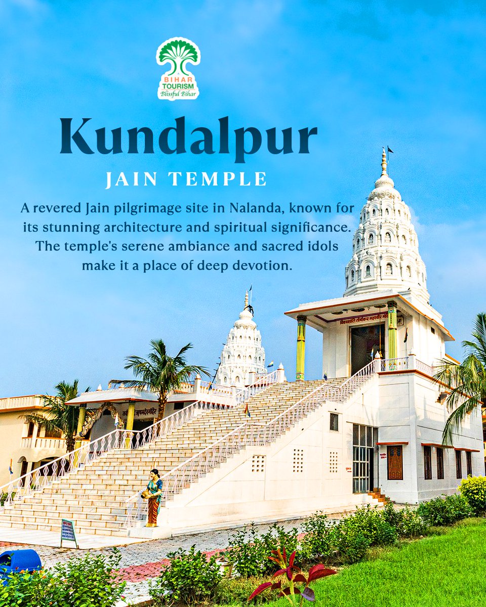 TourismBiharGov's tweet photo. Explore the divine Jain heritage of Nalanda!  From the sacred Kundalpur Jain Mandir to the serene Jal Mandir, Pawapuri, and the spiritual Samavasarana, each site echoes the legacy of Lord Mahavir.

#BiharJainTirth #JainTemple #Nalanda #HeritageSite #SpiritualJourney #CulturalHeritage #AncientArchitecture #Jainism #TravelIndia #ExploreNalanda #sacredsites

@MLARajuSingh @incredibleindia @tourismgoi 
A thread 👇