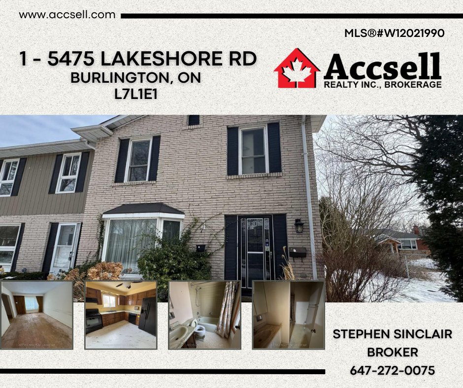 AccsellRealty's tweet photo. ✨✨1 - 5475 LAKESHORE RD✨✨
BURLINGTON, ON   L7L1E1
MLS® #W12021990
$599, 000

 3 BEDS/3 BATHS
 
With a little vision, this could be the forever home near the water you've always dreamt of! More info here https://t.co/GiDdbZFaxD

#Burlington #OntarioRealEstate #homeforyou https://t.co/AUyGo68Tq7