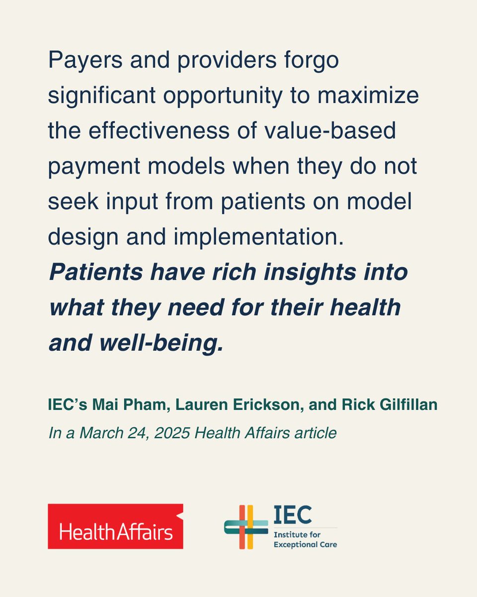 For more than a decade, value-based payment models have aimed to improve healthcare quality while controlling costs. But so far, the results have been mixed.

Our proposal? Authentically engage patients and make them partners in shaping healthcare.

More: healthaffairs.org/content/forefr…