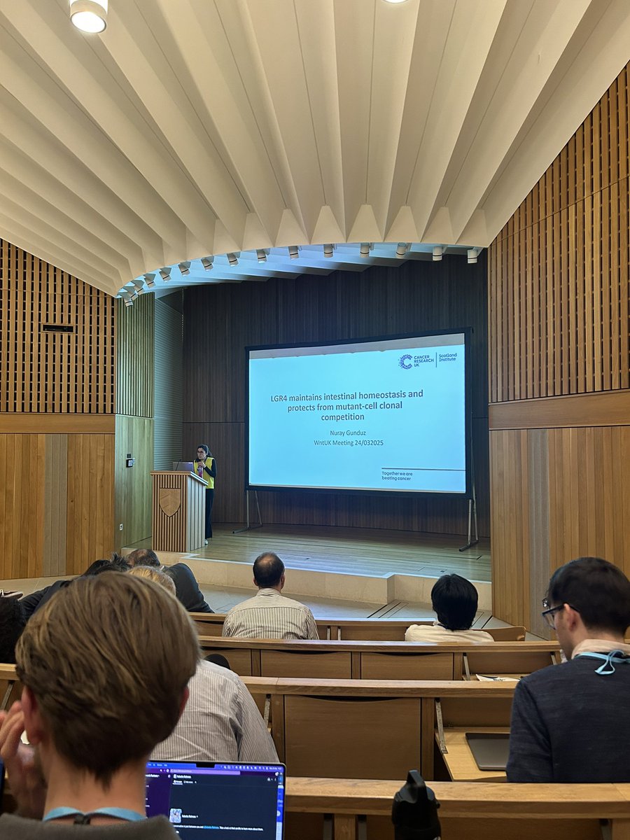 Wnt UK (@uk_wnt) on Twitter photo Next up another selected abstract from Dr <a href="/NurayGunduz7/">Nuray Gündüz</a> at the <a href="/owen_sansom/">Owen Sansom 🏳️🌈</a> group at <a href="/CRUK_SI/">CRUK Scotland Inst</a> presenting her research on LGR4 maintenance of intestinal homeostasis and protection from mutant-cell clonal expansion.
#WNTUK2025 Next up another selected abstract from Dr <a href="/NurayGunduz7/">Nuray Gündüz</a> at the <a href="/owen_sansom/">Owen Sansom 🏳️🌈</a> group at <a href="/CRUK_SI/">CRUK Scotland Inst</a> presenting her research on LGR4 maintenance of intestinal homeostasis and protection from mutant-cell clonal expansion.
#WNTUK2025