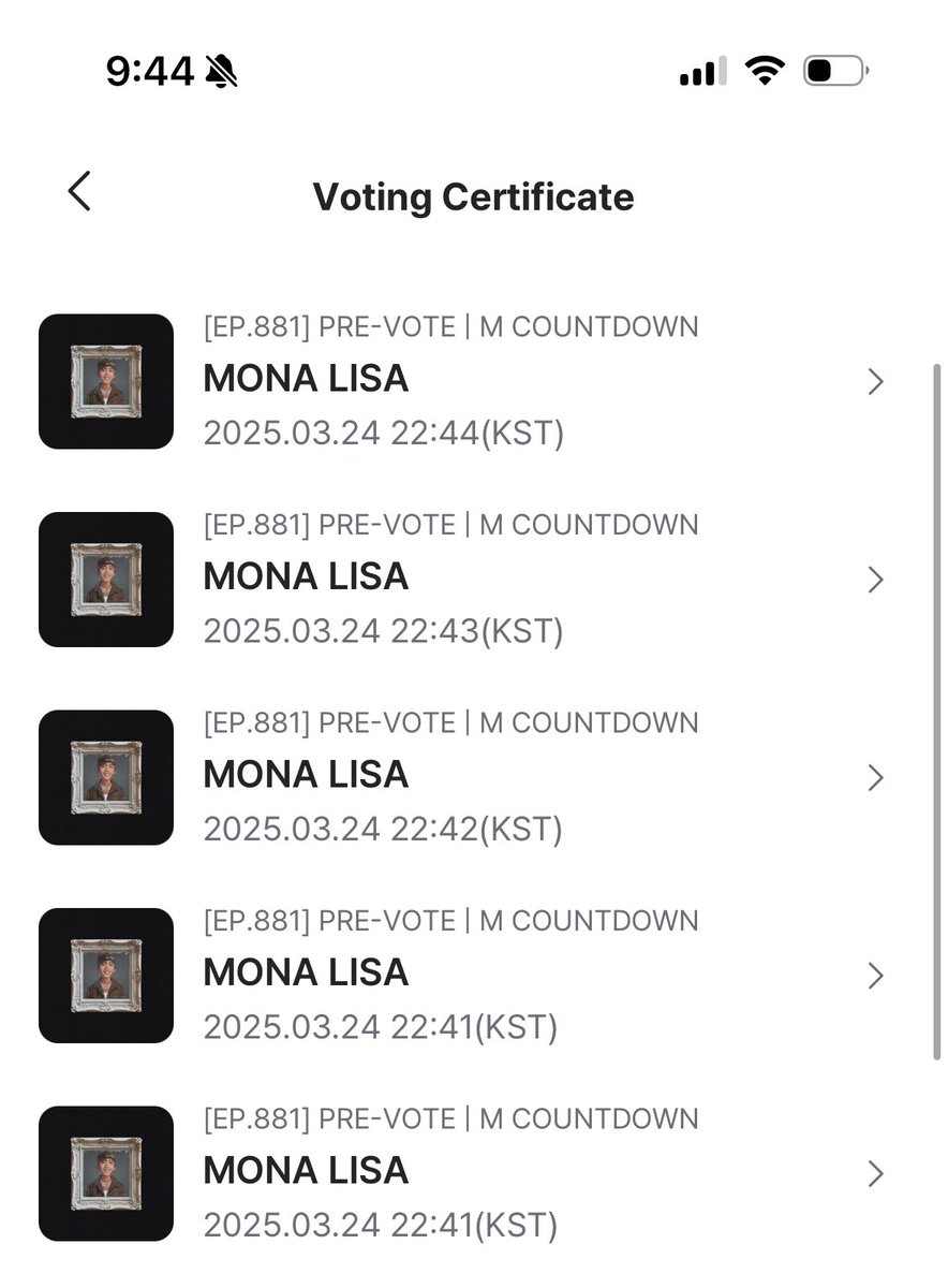 Voted for Mona Lisa
27 minutes before prevoting ends