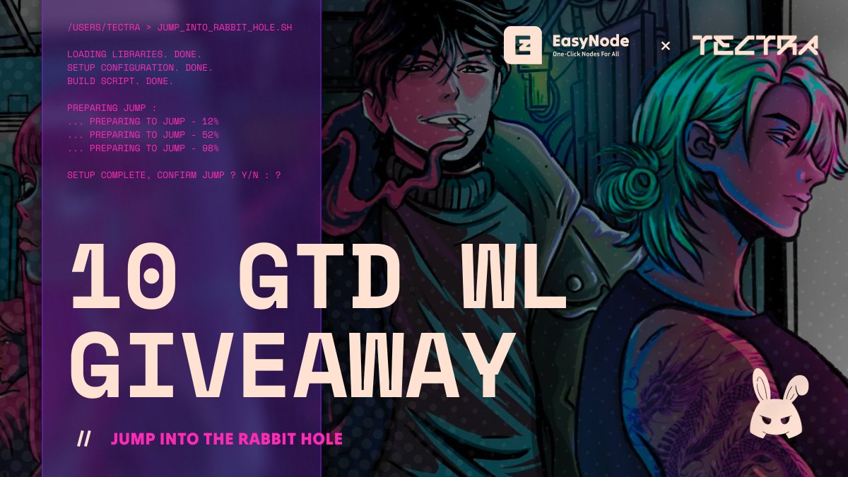 WL GIVEAWAY w/ <a href="/TectraNFT/">Tectra</a> 🎁

We’re teaming up with Tectra, the first NFT collection on
<a href="/fluentxyz/">Fluent</a>, to give away 10 GTD WL spots.

🎁 Total Spots: 10 GTD WL

To join:
➤ Follow <a href="/easynodexyz/">EasyNode</a> &amp; <a href="/TectraNFT/">Tectra</a>
➤ RT &amp; Comment

You have 24 hours.