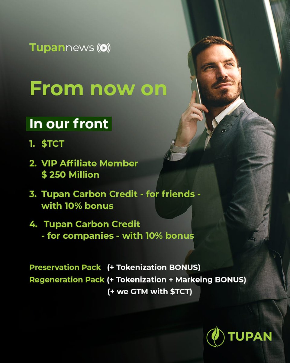 🚀 The Future of Tupan Starts Now! 🌍

✅ $TCT – The sustainable revolution in blockchain
✅ VIP Affiliate Member
✅ Tupan Carbon Credit
✅ Preservation &amp; Regeneration Packs 

🔗 learn more at instagram.com/p/DHUTV0xRv_v/…