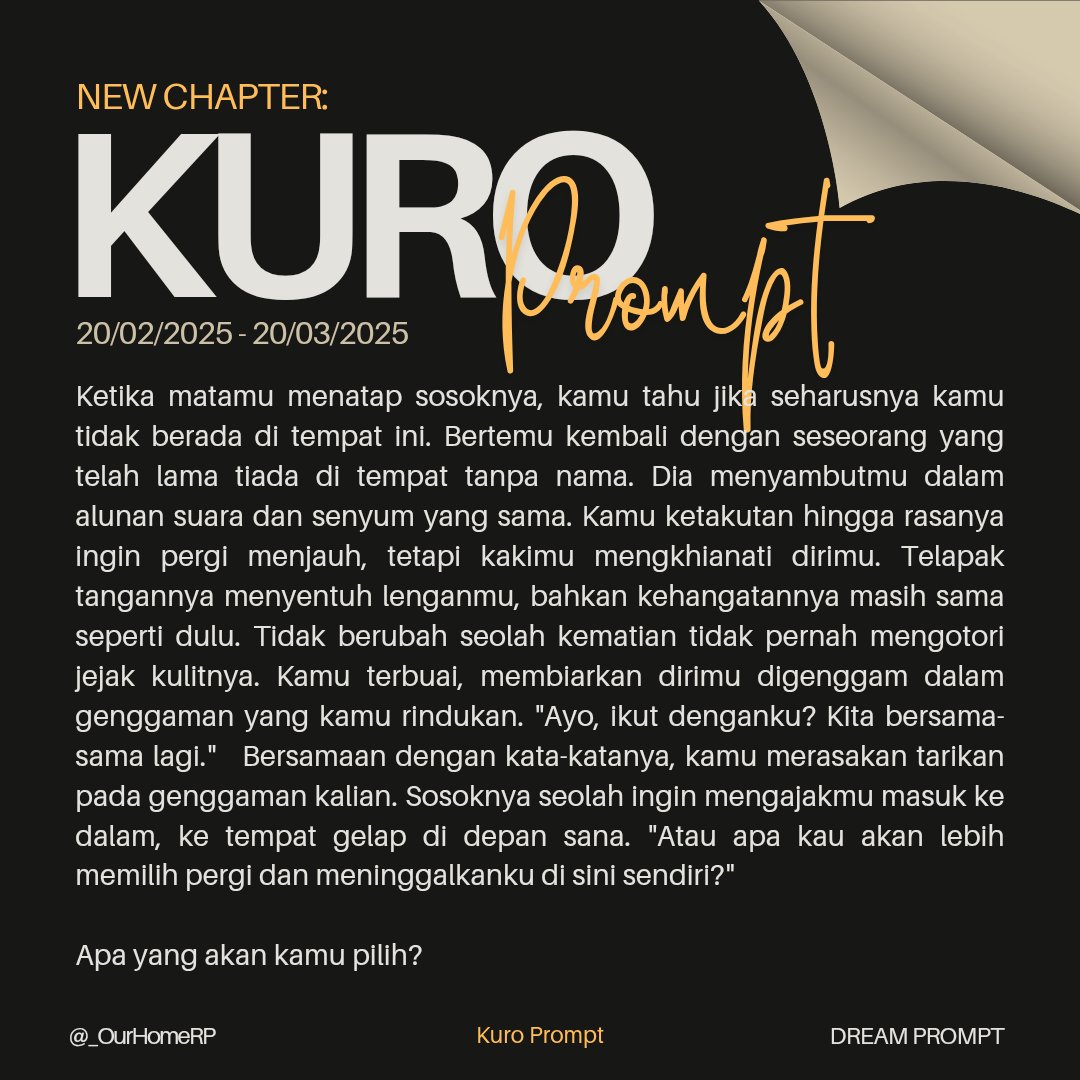 deranaac's tweet photo. dream prompt ; kuro.
20/02/2024 - 20/03/2025
— ditulis oleh, @deranaac. https://t.co/R5emIRd6eF