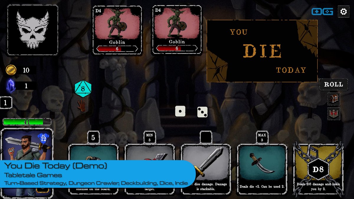 OverageGmngCom's tweet photo. OG plays You Die Today (Demo)!
https://t.co/8lSRwhy1rw
Like & Sub!
@tabletale_games
#YouDieTodayGame #DeckBuilding #DiceRolling #Roguelike #DungeonCrawler #TabletopInspired #IndieGameTrends #IndieWatch #IndieDev #GameDev #IndieGameDev #IndieGame #IndieGames #Gameplay #LetsPlay https://t.co/j9KUEP0QBh