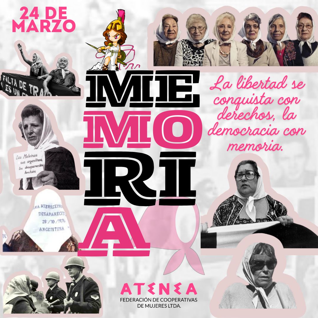 FedeAtenea's tweet photo. 📆Este #24DeMarzo desde Atenea gritamos fuerte que #NuncaMasEsNuncaMas 

🙏Por todos los que no están, porque los seguimos buscando, porque la memoria, la verdad y la justicia son nuestro único faro. 

"La libertad se conquista con derechos, la democracia con memoria" 👊 https://t.co/FsqHbkxmkn