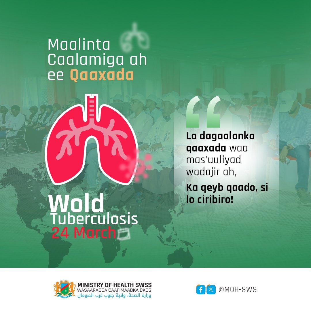 Ministry of Health - SWSS (@moh_swss) on Twitter photo <a href="/MoH_SWSS/">Ministry of Health - SWSS</a> commemorates #WorldTuberculosis (TB) Day, observed globally every year on March 24. This day serves as an opportunity to strengthen efforts in combating TB and to raise public awareness about the disease.
#Tuberculosis is a preventable and treatable illness. The <a href="/MoH_SWSS/">Ministry of Health - SWSS</a> commemorates #WorldTuberculosis (TB) Day, observed globally every year on March 24. This day serves as an opportunity to strengthen efforts in combating TB and to raise public awareness about the disease.
#Tuberculosis is a preventable and treatable illness. The
