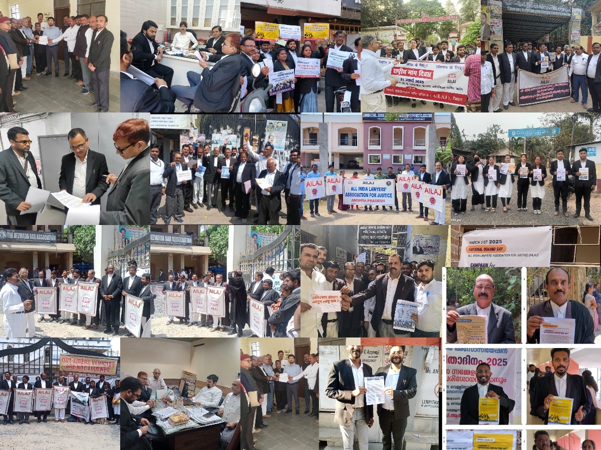 AilajHq's tweet image. AILAJ’s National Demand Day saw protests in Bihar, W.Bengal, Andhra Pradesh, Karbi, UP, Kerala while  pamphlets were distributed  in other States including K&apos;taka + Delhi.  We demand an Advocate Protection Act to ensure physical and socio-economic security for every Advocate!