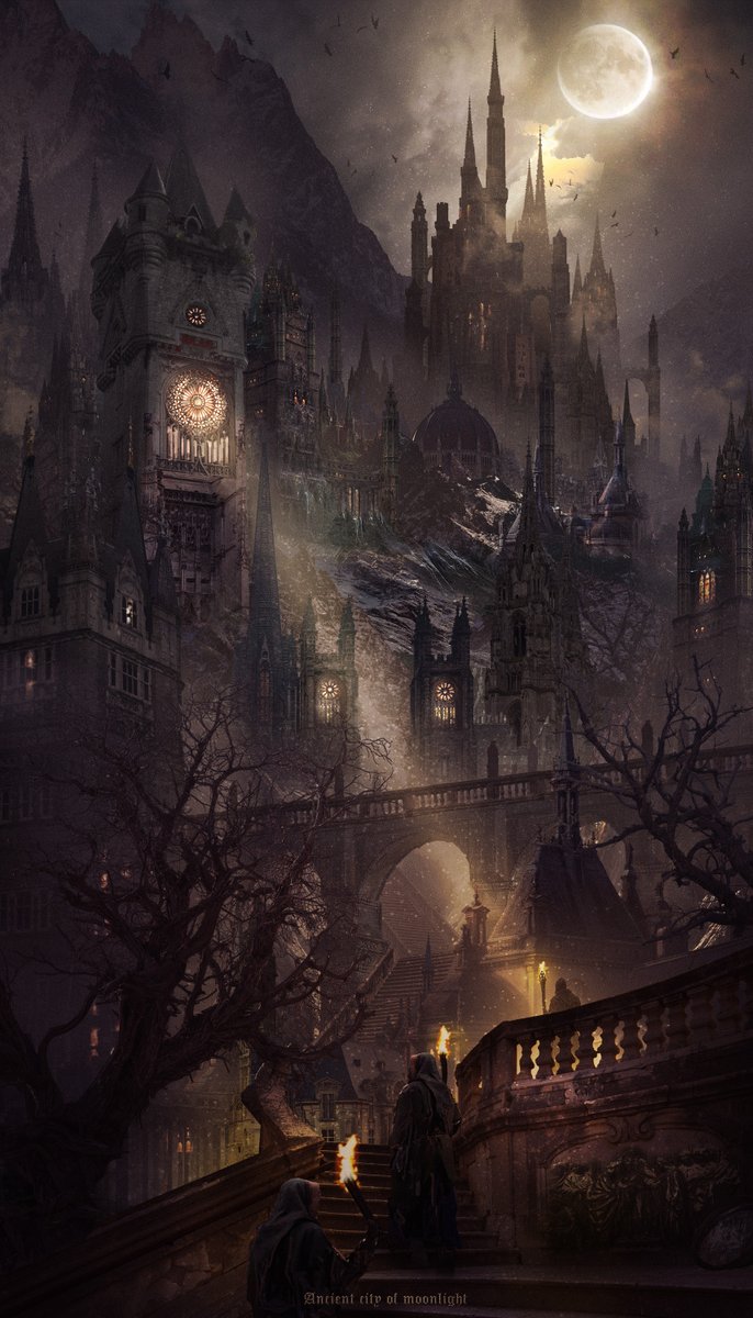#上手いとか下手とかそういうのは関係なく自分が気に入っている絵   #bloodborne 
コレもBloodborneっぽいし好きだねっっ！！
（ヤーナムじゃないけどねっ！！奥のお城はカインハーストっ？？💀💀💀💀💀）