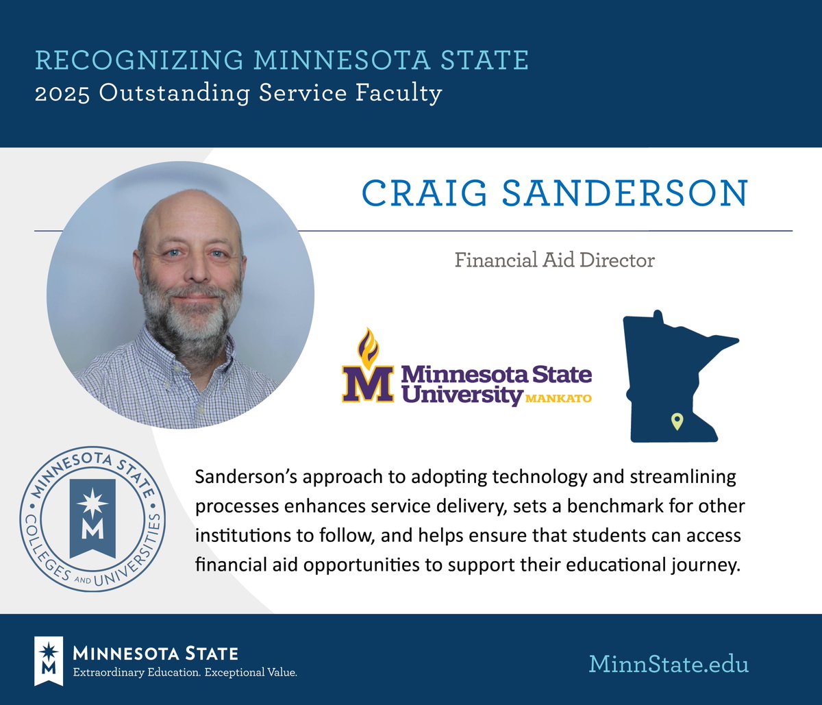 Craig Sanderson from <a href="/MNSUMankato/">Minnesota State Mankato</a> was named as an Outstanding Service Faculty at the 2025 Board of Trustees Awards. Congratulations! 

See more at MinnState.edu/BOTawards. #MinnStateBOTawards