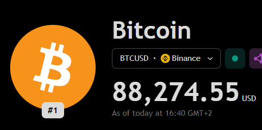 btc_MasterPlan's tweet photo. Bitcoin $88K https://t.co/zv9fGmaIsO