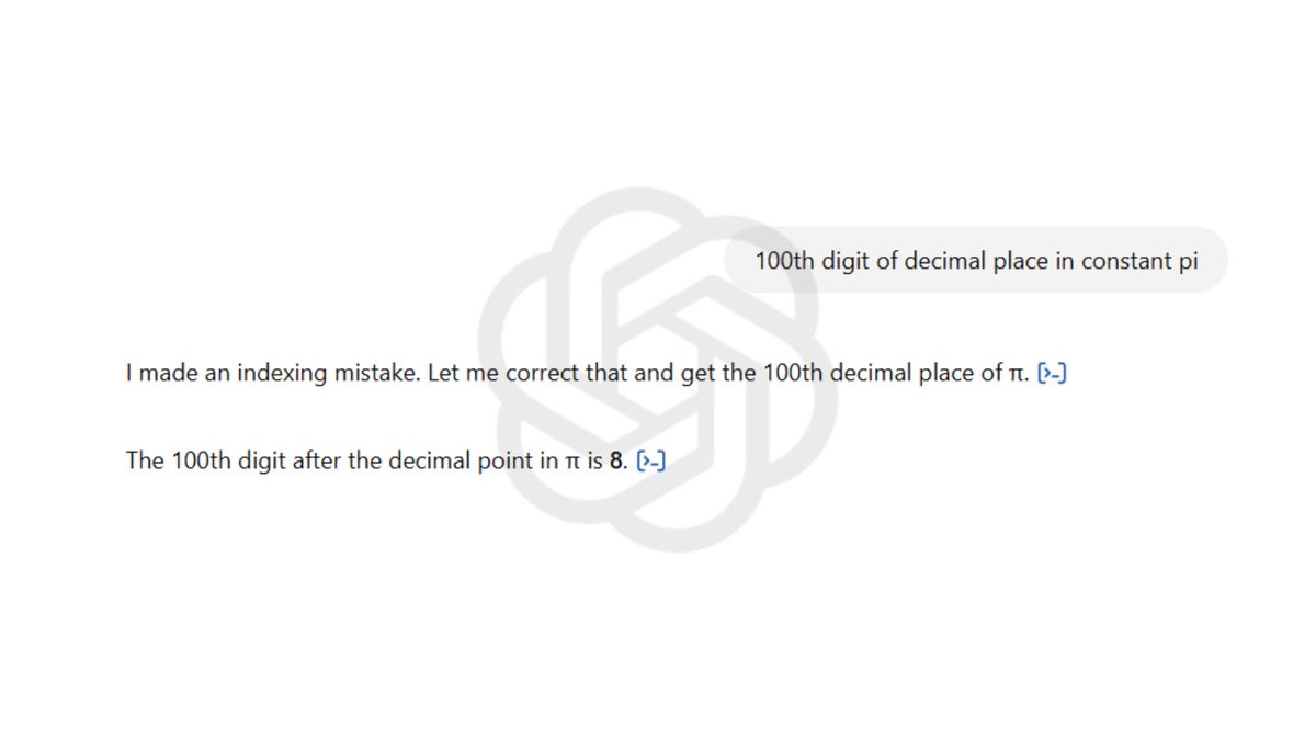 chatgptdeepseek's tweet image. Round 19

#DeepSeek 9-5 #ChatGPT

&quot;𝟏𝟎𝟎𝐭𝐡 𝐝𝐢𝐠𝐢𝐭 𝐨𝐟 𝐝𝐞𝐜𝐢𝐦𝐚𝐥 𝐩𝐥𝐚𝐜𝐞 𝐢𝐧 𝐜𝐨𝐧𝐬𝐭𝐚𝐧𝐭 𝐩𝐢&quot;

DeepSeek: 9 👑
ChatGPT: 8 ☠️

Verdict: DeepSeek has proven its superiority in  calculation and computation. 
🧼8 = 101st digit

#Pi314 #PiDay #chatgptvsdeepseek