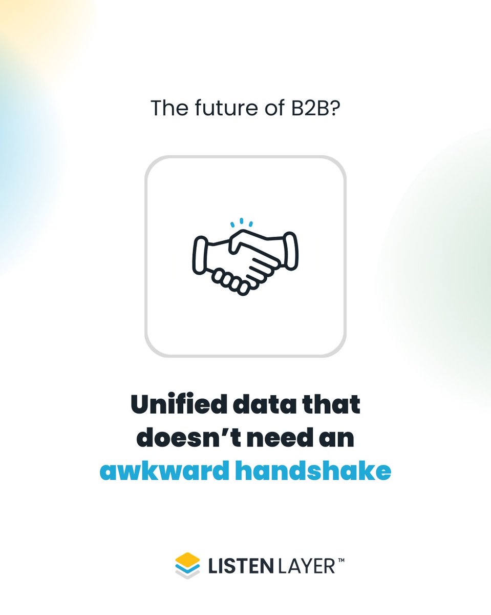 listenlayer's tweet image. The future of B2B? Unified data that doesn’t need an awkward handshake. 🤝Where to get that sorted? @listenlayer