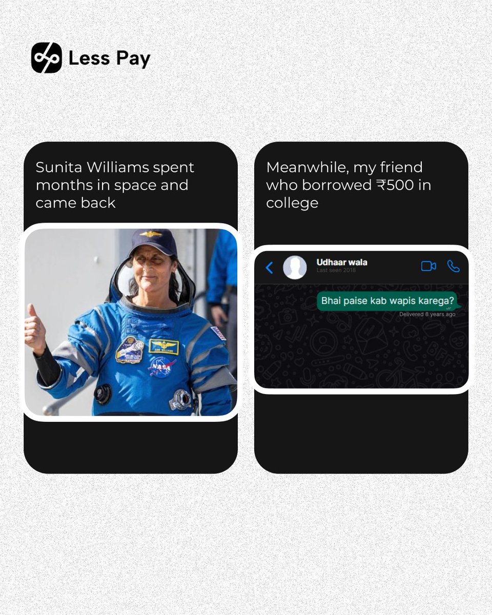 lesspay_ai's tweet image. #SunitaWilliams #money #lesspay #paylesswithLessPay #friends