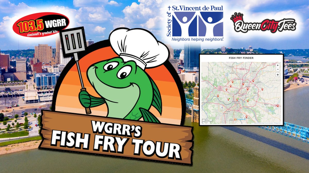 Join us and bring a canned food donation on Friday for <a href="/WGRRCINCINNATI/">103.5 WGRR</a>'s Fish Fry Tour stop at Bellevue Vets Fish Fry! Thank you to <a href="/SVDPcincinnati/">St. Vincent de Paul - Cincinnati</a> for the opportunity! Find more information at svdpnky.org/event/wgrrs-fi…