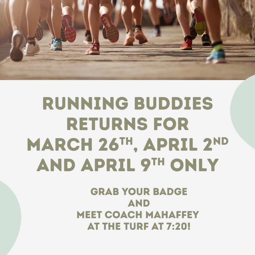 Minett Elementary (@minettelem) on Twitter photo ๐โโ๏ธ๐โโ๏ธ Running Buddies is BACKโฆ but only for a limited time!
Join us on March 26th, April 2nd, and April 9th for some early morning miles! ๐
๐
If you're in, grab your badge and meet Coach Mahaffey at the turf by 7:20 AMโletโs get moving! ๐จ๐ช #minettgrown #theminettconnection ๐โโ๏ธ๐โโ๏ธ Running Buddies is BACKโฆ but only for a limited time!
Join us on March 26th, April 2nd, and April 9th for some early morning miles! ๐
๐
If you're in, grab your badge and meet Coach Mahaffey at the turf by 7:20 AMโletโs get moving! ๐จ๐ช #minettgrown #theminettconnection