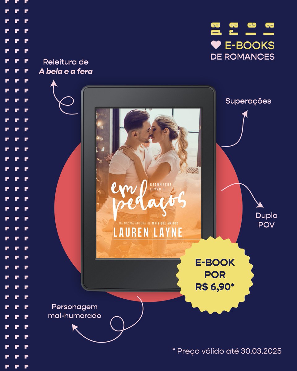 "Paralela ❤️ E-books"! Até 30.03.25, você pode garantir o e-book desses livros por R$6,90 cada!

Antes ódio do que nada, de Chloe Liese: amzn.to/4bXyvkk
No coração de Manhattan, de Lauren Layne amzn.to/4c03Ti4
Em pedaços, de Lauren Layne: amzn.to/4iTEQzt