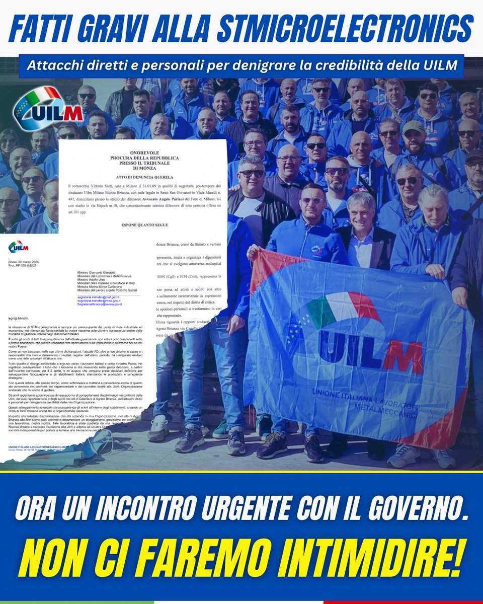 UilmNazionale's tweet image. Addirittura si è arrivati a costringere una lavoratrice a revocare l’iscrizione alla Uilm per aderire ad un’altra Organizzazione, condizione -a detta di una Resp Area Risorse Umane -  indispensabile per portare a termine transazione per l'uscita dall'azienda/2
#stmicroelectronics
