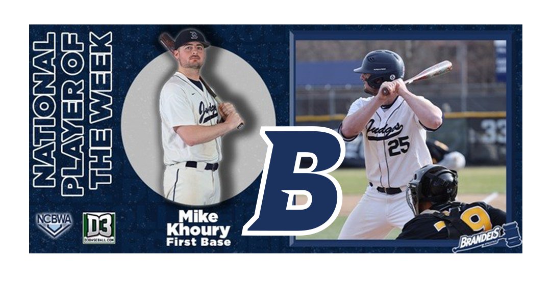 This Day in the UAA, Mar. 24, 2022:

Mike Khoury of Brandeis was named NCBWA Division III National Hitter of the Week after going 13-for-17 with three doubles, five home runs, 13 runs scored, and 13 RBI in the Judges’ 4-0 week. He recorded at least three hits, two RBI, and two