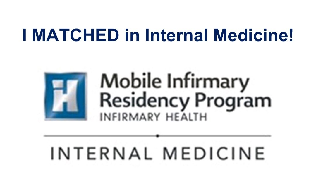 SaimaGill99's tweet photo. 03/21/2025
Alhamdulillah! I’m thrilled to share that I matched into Internal Medicine at Mobile Infirmary Medical Center! Excited to begin this new journey and embrace the challenges ahead. #Match2025 https://t.co/cw9o8rGNBm
