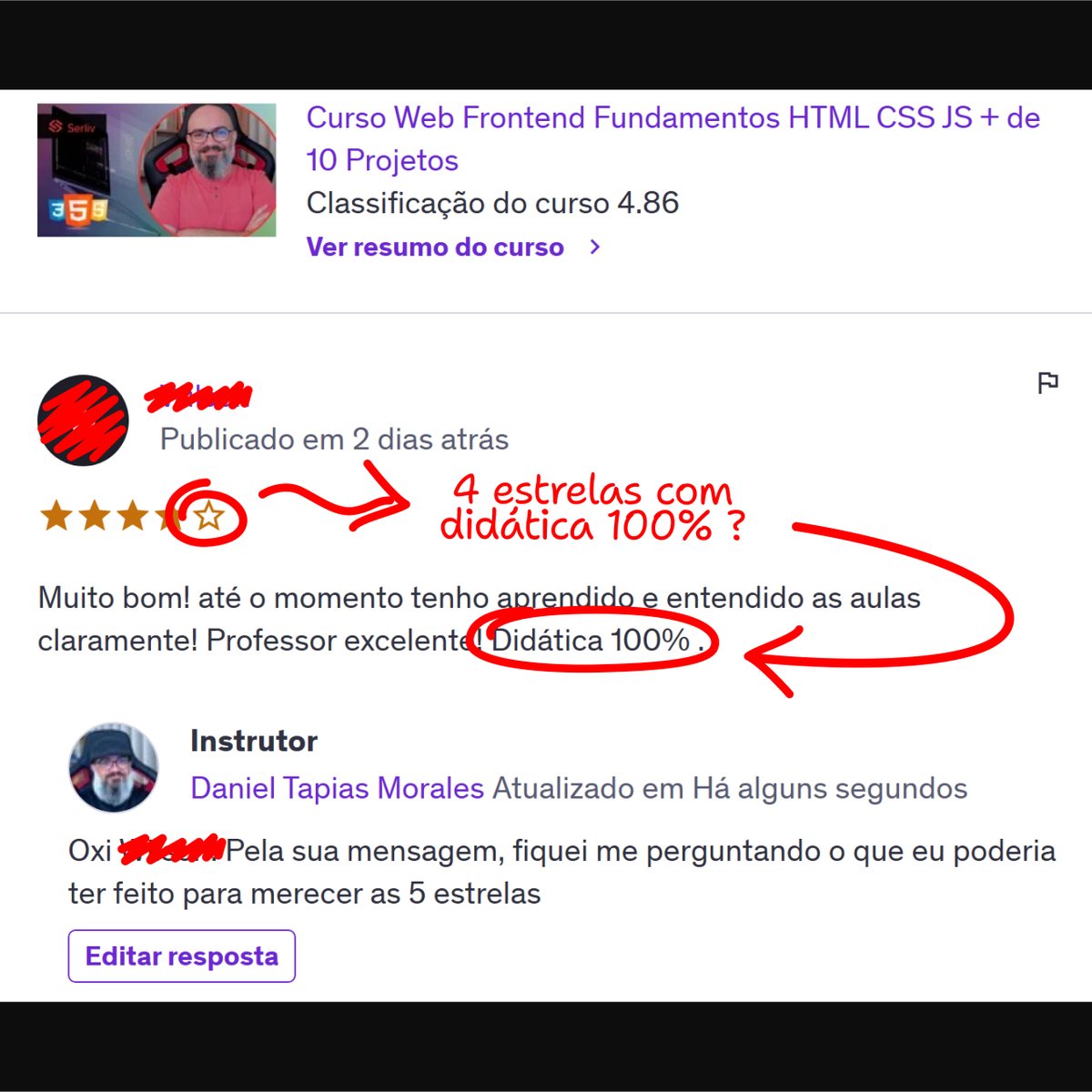 serlivcursos's tweet image. Para merecer uma avaliação máxima, deveria ter didática de quantos porcento? 120%?
serliv.com/cursos/
#DesenvolvimentoWeb #CursoDeProgramação #CursosOnline #frontend #webdev #javascript #LógicaDeProgramação #AprenderFrontEnd #html #css #htmlcss #htmlcssjavascript