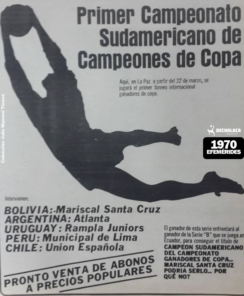 Un torneo continental perdido en el tiempo es la Copa Sudamericana de Campeones de Copa, también conocida en su momento como la Recopa Sudamericana de Clubes. Hace 55 años se disputó por primera vez en dos grupos que tuvieron como sedes Quito y La Paz, y en esta última serie
