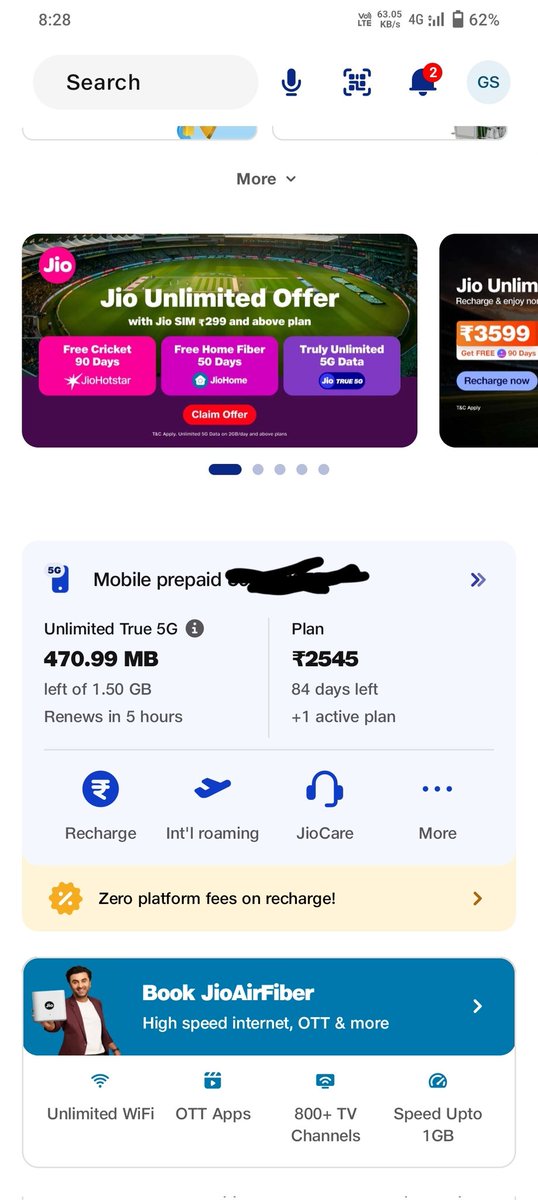 G0UTAM_SAHU's tweet photo. @JioCare @reliancejio @JioHotstar I have recharge 2545 for 365 days then why I can't free access to jio hotstar https://t.co/52UcDVy1IJ