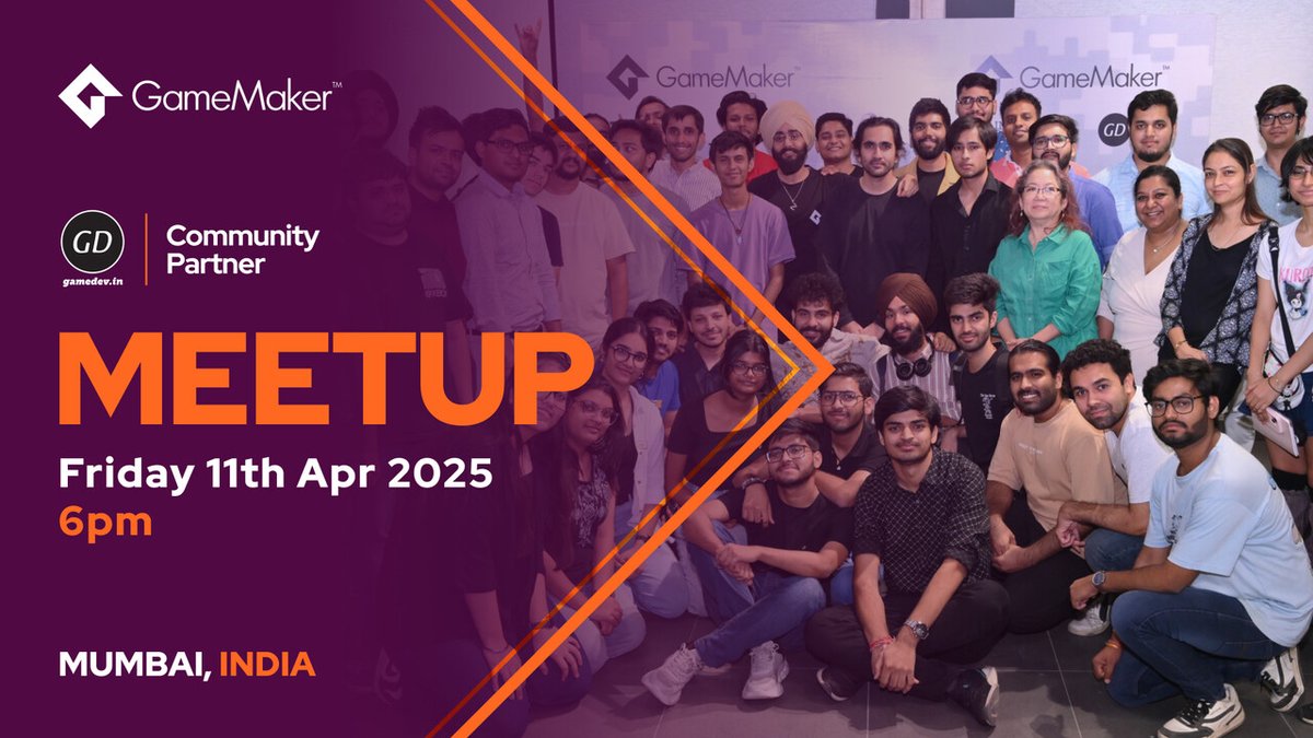 GameMakerEngine's tweet image. 🚨GameMaker Meetup in Mumbai, Friday April 11th.
Join us & @gamedev_india for an evening of fun conversations and networking with other game developers. The meetup is free for more info follow the link, spaces are limited so please register!
🔗 forms.gle/c68gGzseyZe4US…