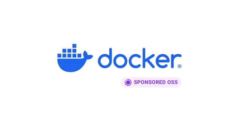 Docker logo with "Sponsored OSS" badge.