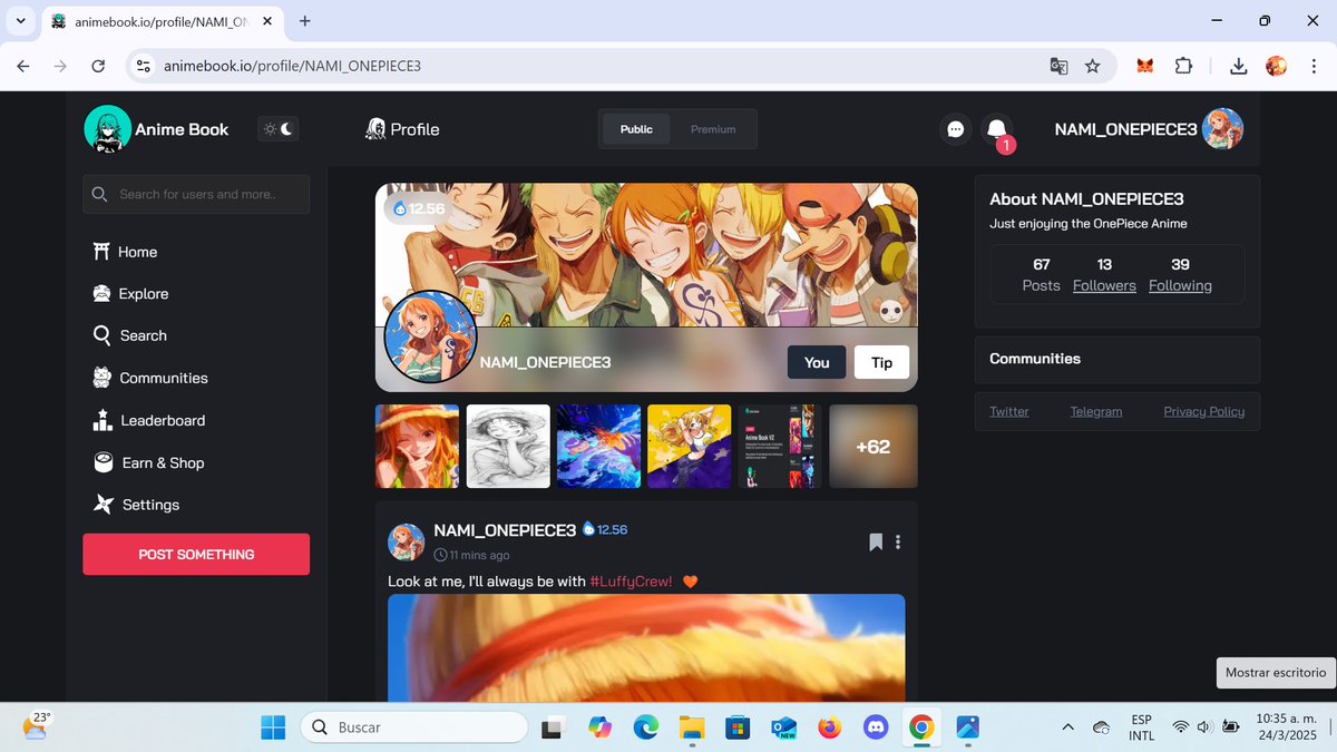 SAKURA_ART3's tweet photo. Hello #Crypto Lovers! 

I want to highlight the great work the #AnimeBook development team is doing. 

The platform is looking super, super cool. Combining the Anime community with #Web3 and rewarding users is a surefire move 🏹 🎯

@AnimeBook_io // https://t.co/hh7DGDeS0m

Don't underestimate the ANIME community, soon everyone will understand 😏

#Bitcoin #LuffyToken #Ethereum #SOLANA