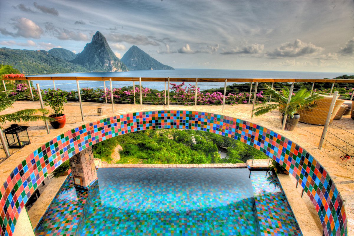 The most romantic view in St. Lucia to celebrate your love. 📍 Jade Mountain, St. Lucia